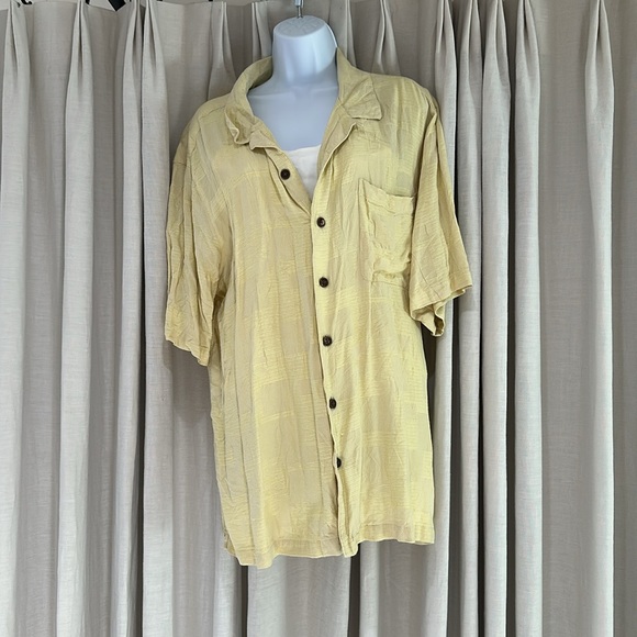 VINTAGE CARIBBEAN JOE SILK BLEND YELLOW SHIRT - Picture 2 of 4